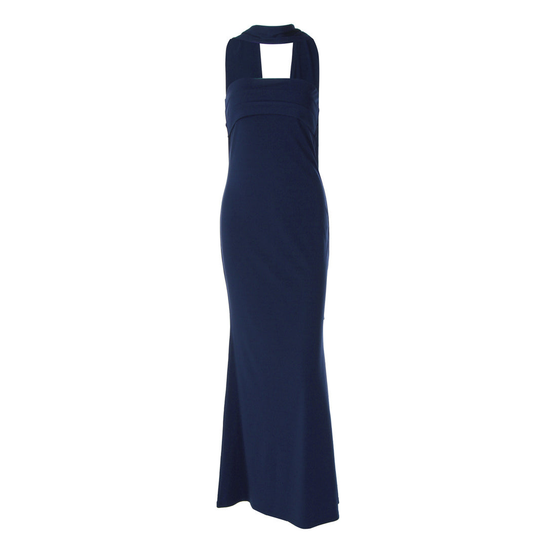 Damen Elegantes Langarm-Maxikleid mit transparenten Details R&B
