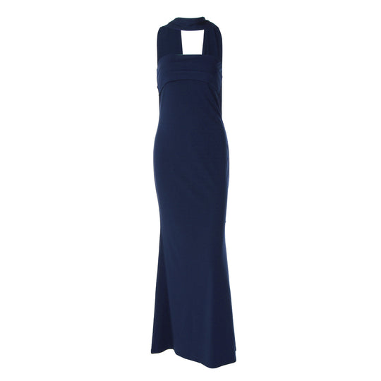 Damen Elegantes Langarm-Maxikleid mit transparenten Details R&B
