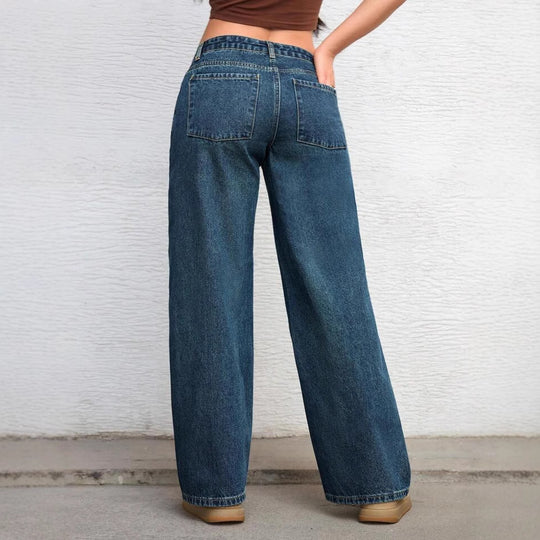 Damen Weite High-Waist Jeans mit trendigem Flared-Schnitt R&B
