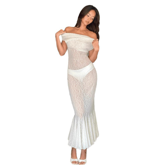 Damen Elegantes Maxikleid mit Off-Shoulder Design R&B