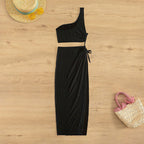 Damen Tragefreundliches Wickelkleid mit asymmetrischem Oberteil und elastischem Bund R&B
