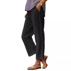 Damen nan lässige Cropped-Hose mit geradem Bein, dezenter Bügelfalte und seitlichen Eingrifftaschen R&B
