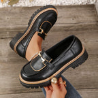 Damen modische Loafers mit stabiler Profilsohle und stilvollem Schnallendesign R&B