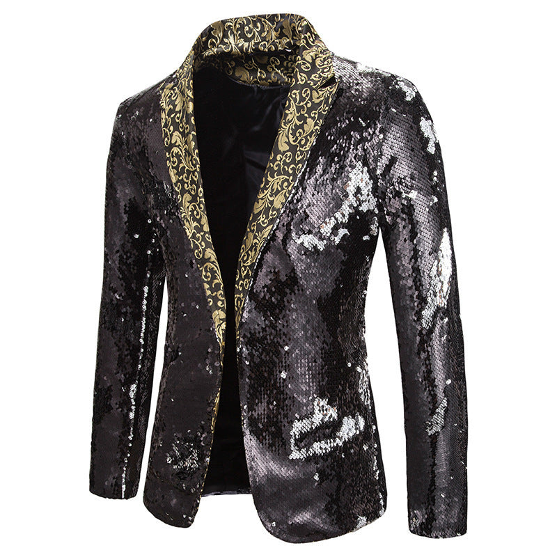 Herren extravagante Pailletten-Blazerjacke R&B