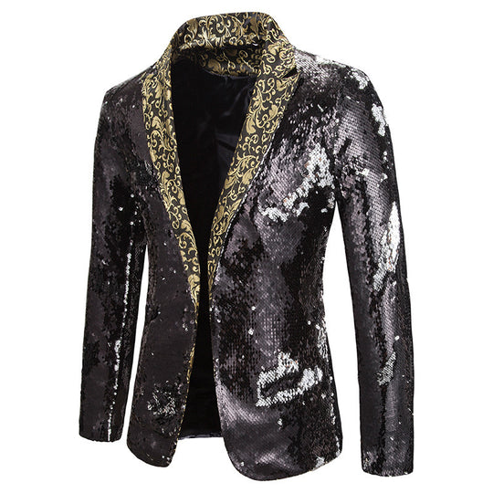 Herren extravagante Pailletten-Blazerjacke R&B