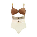 Damen Badespielanzug mit elegantem Wickeldesign und dekorativen Akzenten R&B