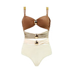 Damen Badespielanzug mit elegantem Wickeldesign und dekorativen Akzenten R&B