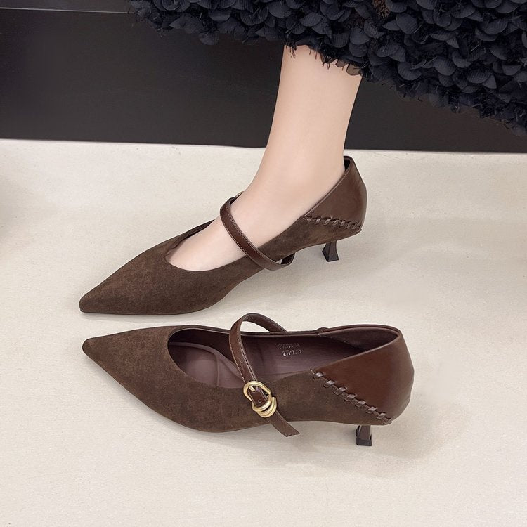 Damen elegante Spitzenpumps mit zierlichem Riemen R&B