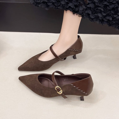 Damen elegante Spitzenpumps mit zierlichem Riemen R&B