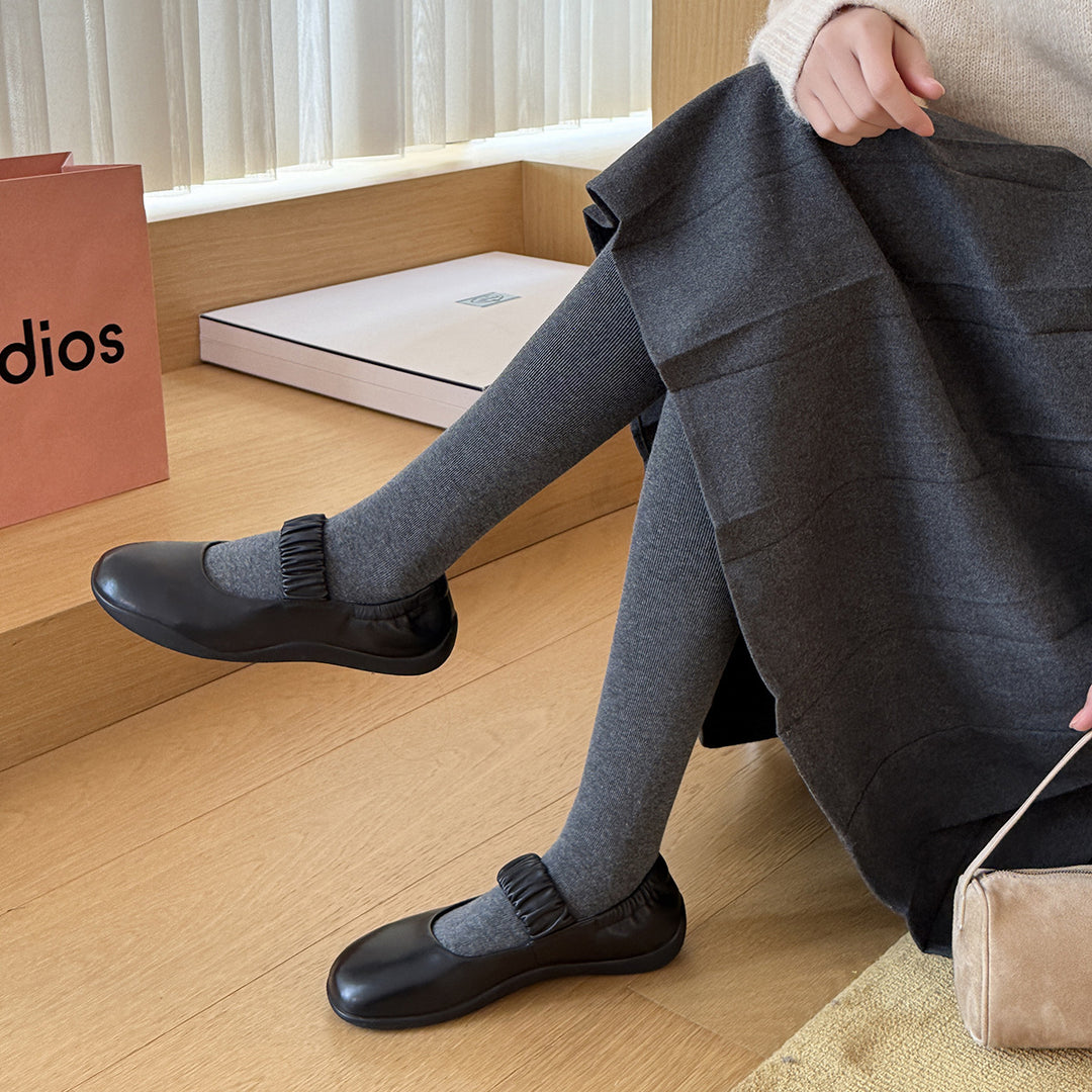 Damen Ballerinas mit elastischem Riemchen und hochwertiger Leder-Oberfläche R&B