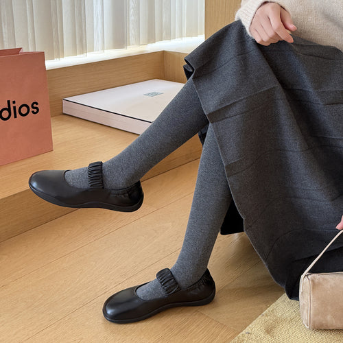 Damen Ballerinas mit elastischem Riemchen und hochwertiger Leder-Oberfläche R&B
