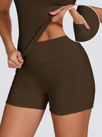Damen Funktionale Sport-Shorts mit seitlichen Taschen und hohem Bund R&B