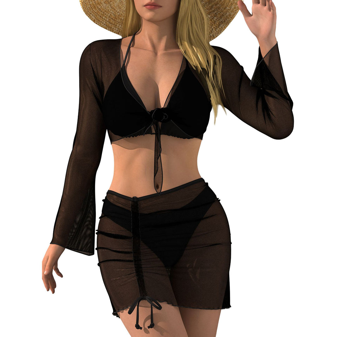 Damen Strand-Outfit mit transparenter Bluse R&B