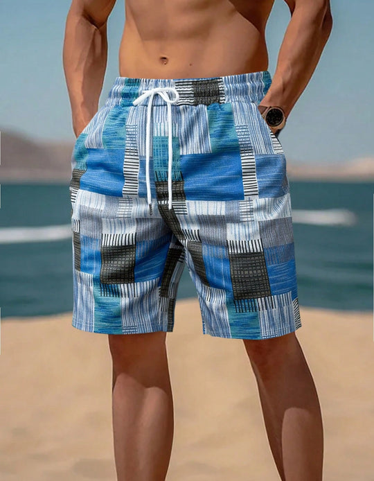 Herren stylische Bade-Shorts mit modernem Graphikmuster R&B