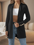 Damen Elegante Longjacke mit strukturiertem Design und dekorativen Knopfdetails R&B
