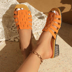 Damen Offene Designer-Sandalen mit kunstvollem Flecht-Detail und trendigem Blockabsatz R&B
