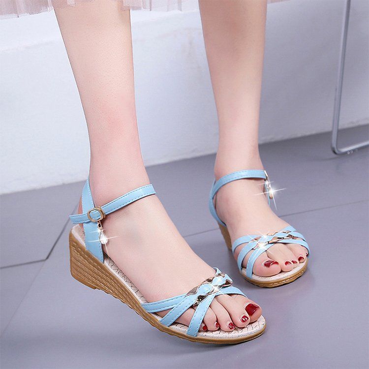 Damen nan Riemchensandalen mit gepolstertem Fußbett und elegantem Kettenakzent R&B