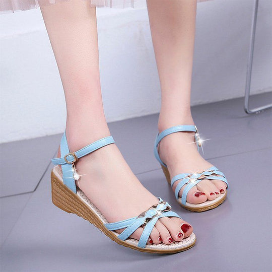 Damen nan Riemchensandalen mit gepolstertem Fußbett und elegantem Kettenakzent R&B