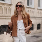 Damen Suede Jacke mit geschlossenen Knöpfen R&B