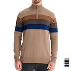 Herren Strickpullover mit modischem Stehkragen und feinen Streifen
