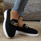 Damen Stylish Slip-On Loafer-Schuhe mit modischem Metall-Element