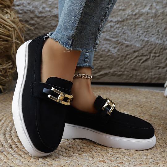 Damen Stylish Slip-On Loafer-Schuhe mit modischem Metall-Element R&B