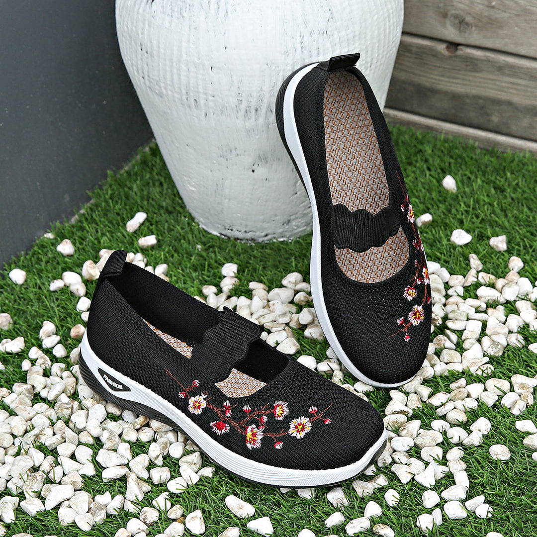 Damen Bequeme Sneaker mit floralen Stickereien R&B