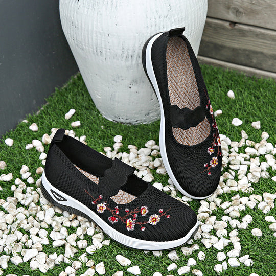 Damen Bequeme Sneaker mit floralen Stickereien R&B