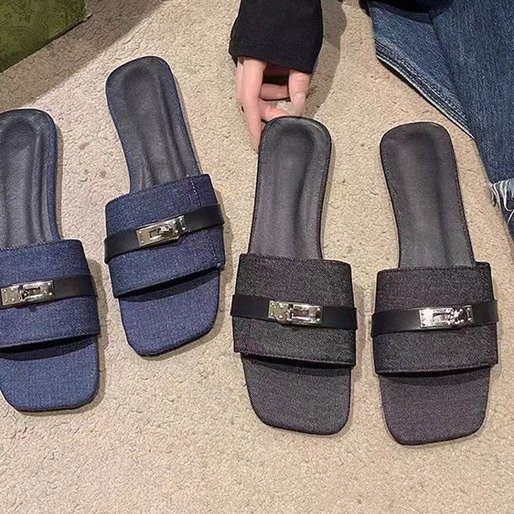 Damen Bequeme Schlappen mit modischem Riemen und elegantem Schnallenverschluss