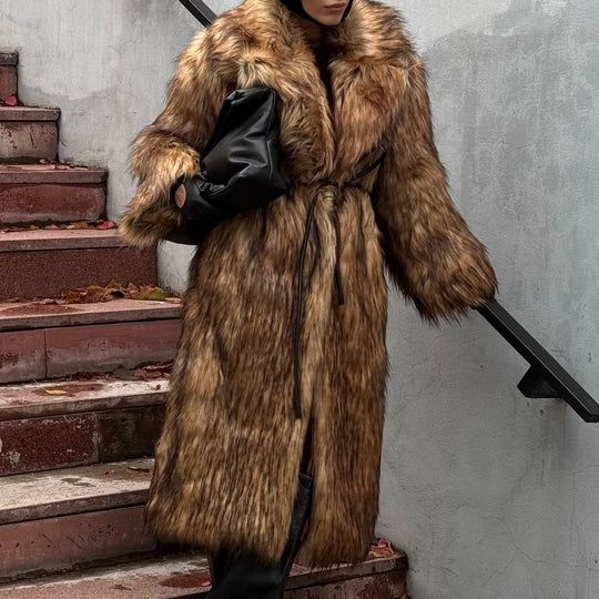 Damen Retro-Inspirierter Kunstpelzmantel R&B