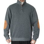 Herren modischer Pullover mit strukturiertem Kanalmuster und kontrastierenden Ellbogenpatches R&B