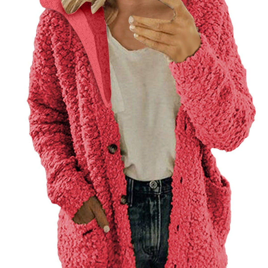 Damen kuschelige Fleecejacke mit Kapuze und praktischen Taschen R&B