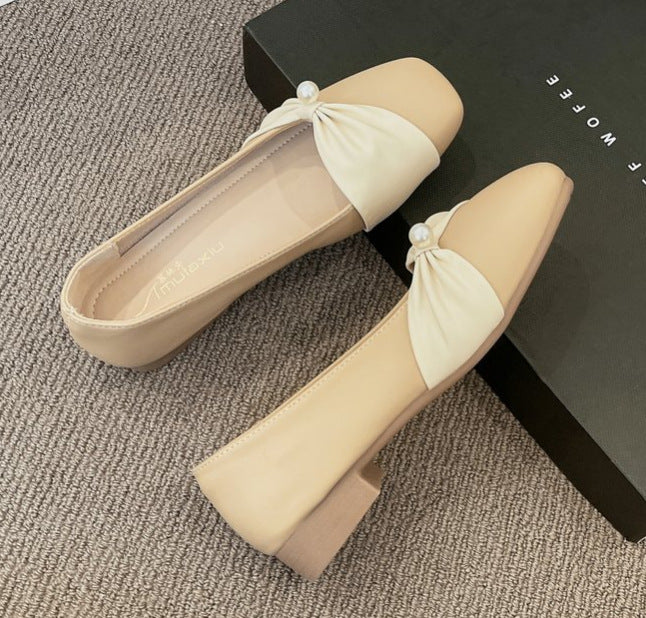 Damen elegante Slingback-Pantoletten mit perlenverziertem Schleifenakzent R&B