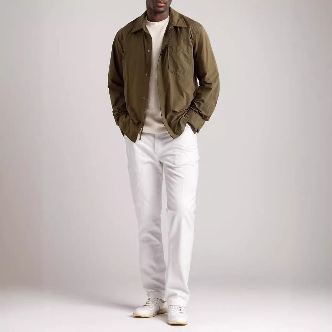 Herren vielseitige Hemdbluse mit aufgesetzter Brusttasche und schickem Kragen R&B