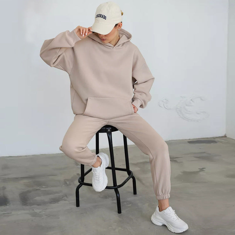 Damen Lässiger Kapuzenanzug mit weitem Schnitt und praktischen Taschen R&B
