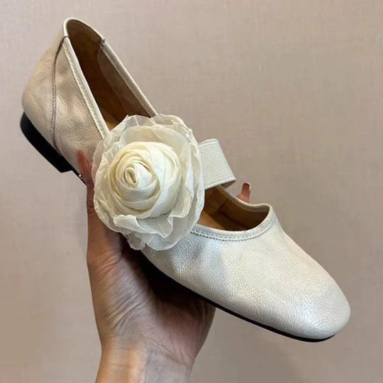 Damen Ballerinas mit floralem Dekor und elastischem Riemen R&B
