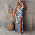 Damen elegantes Maxi-Kleid mit Chic-Wickel-design und seitlichem Schlitz R&B
