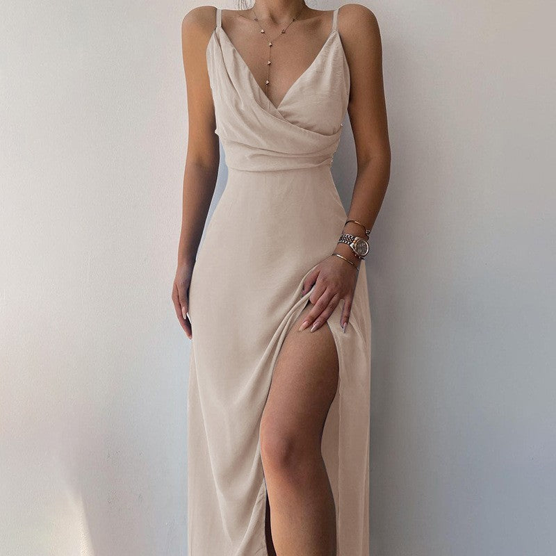 Damen Elegantes Maxikleid mit schickem Wickelausschnitt und verführerischem Schlitz R&B