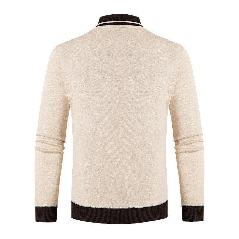 Herren eleganter V-Ausschnitt Pullover mit modischem Kragen R&B