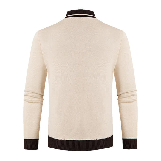 Herren eleganter V-Ausschnitt Pullover mit modischem Kragen R&B