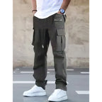 Herren moderne Cargo-Hose mit multifunktionalen Taschen und elastischem Bund Hedi-Mode