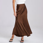 Damen Eleganter fließender Maxirock mit diagonaler Naht R&B