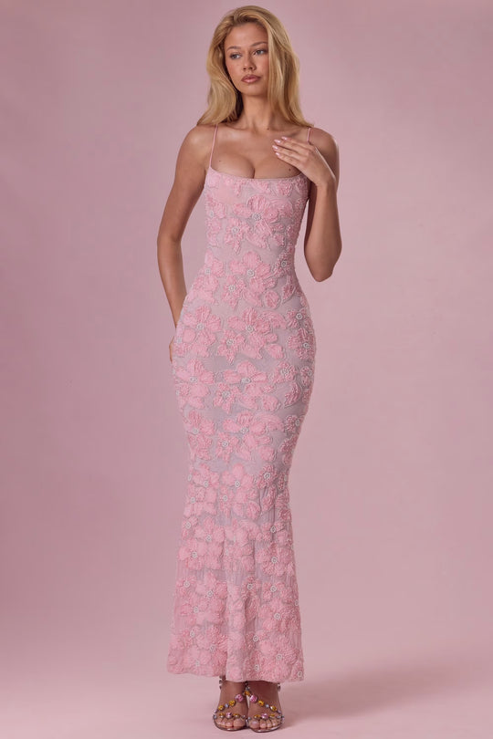 Damen Elegantes Maxikleid mit floralem Spitzenmuster R&B