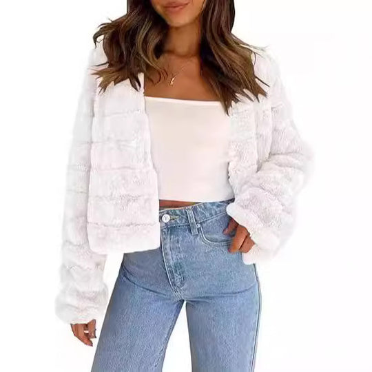 Damen Kuschelige Kurzjacke mit strukturiertem Design und weichem Innenfutter R&B