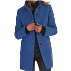 Damen Wollmantel mit eleganter Knopfdetail und praktischen Taschen