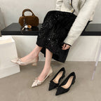 Damen Elegante Pumps mit zartem Schleifen-Detail und komfortablem Blockabsatz R&B