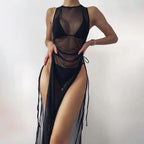 Damen Langer Wickelstrandkleid R&B