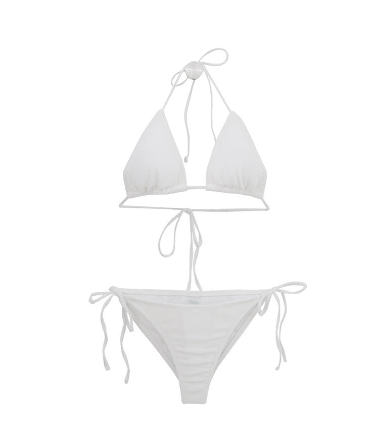 Damen Triangel-Bikini-Set mit verstellbaren Trägern und dekorativem Knoten R&B