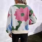 Damen modischer Pullover mit floralem Muster und weiten Ärmeln R&B