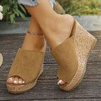 Damen Wedge-Pantoletten mit modischem Kork-Design und weichem Obermaterial